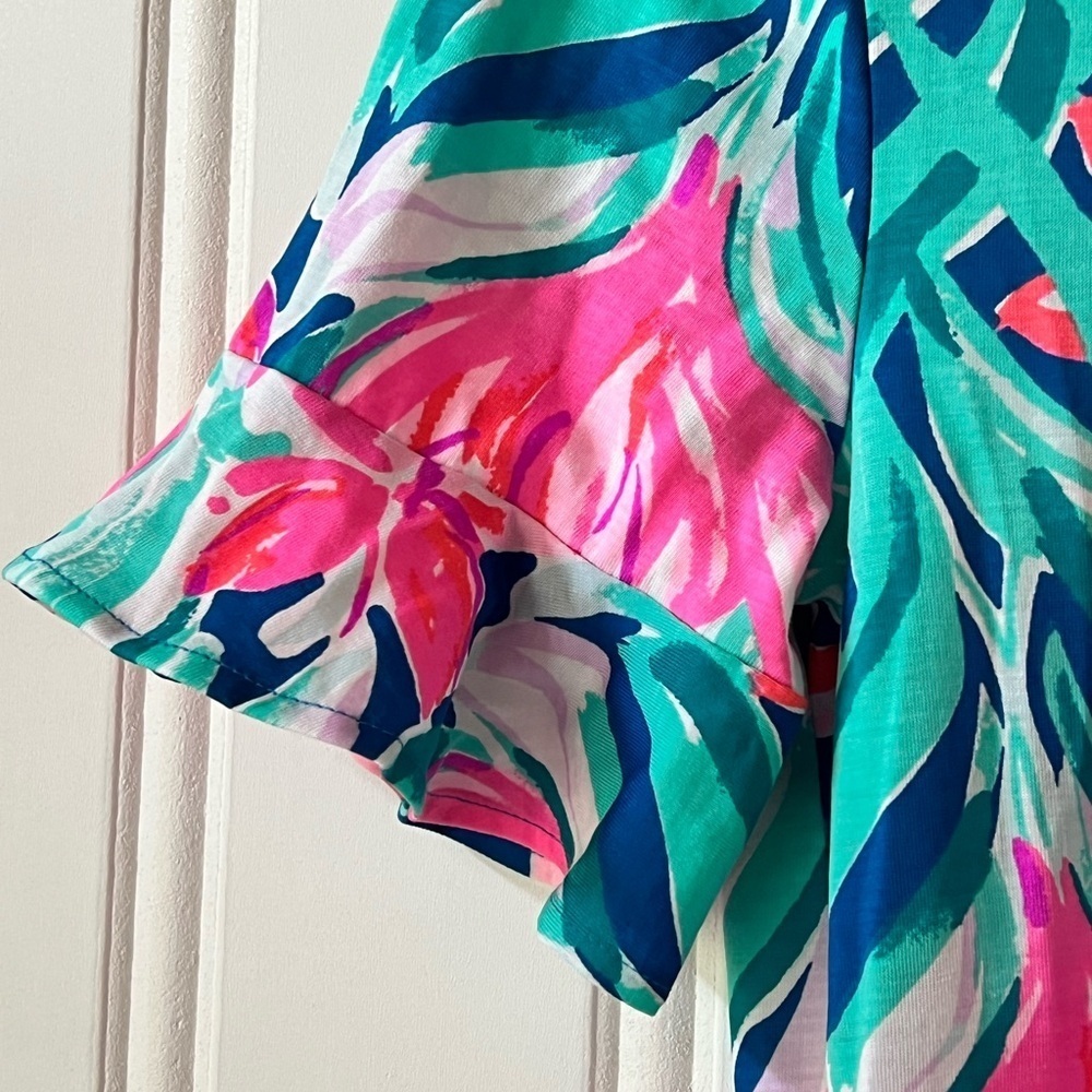 Lilly‎ Pulitzer Pink and Green Ruffled Sundress Size XS - Picture 2 of 7